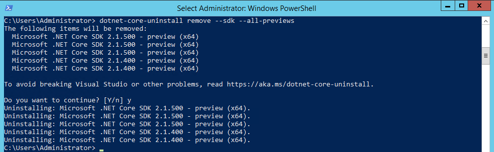 command to check dotnet core version